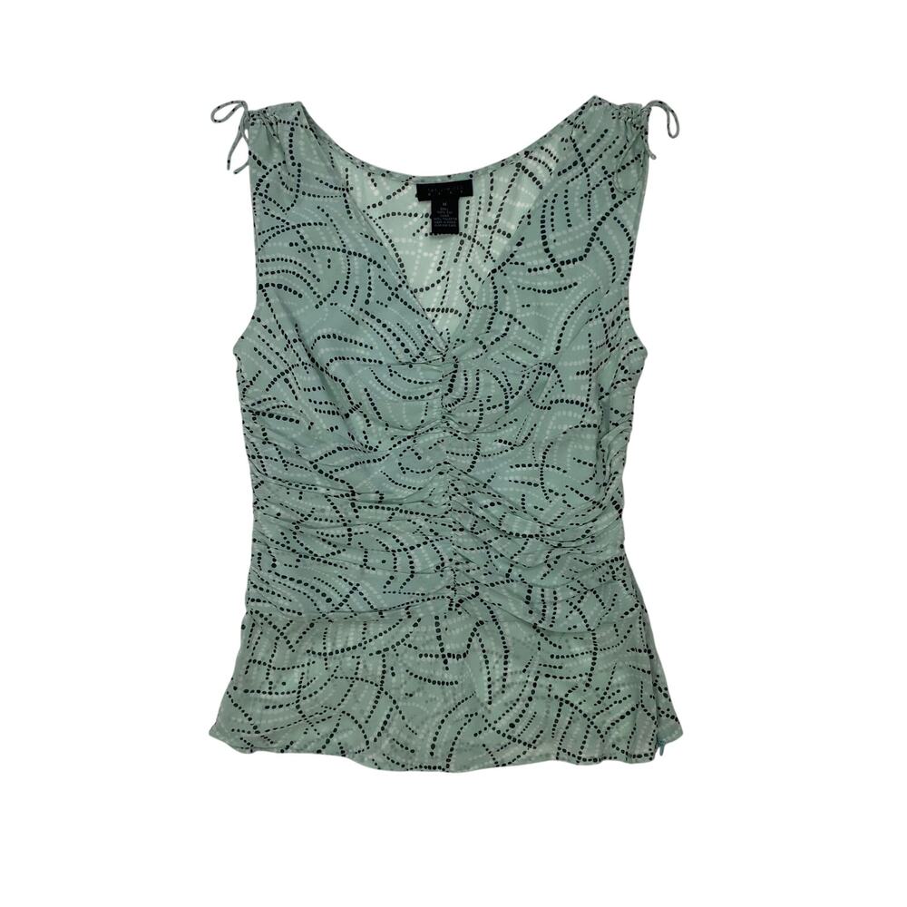 Y2k The Limited Baby Blue Printed Silk Sleeveless Blouse